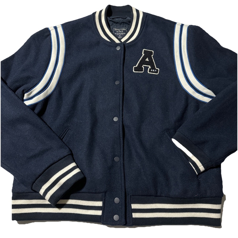 Y2K Abercrombie & Fitch Varsity Bomber Letterman Wool Jacket Women's Size XL